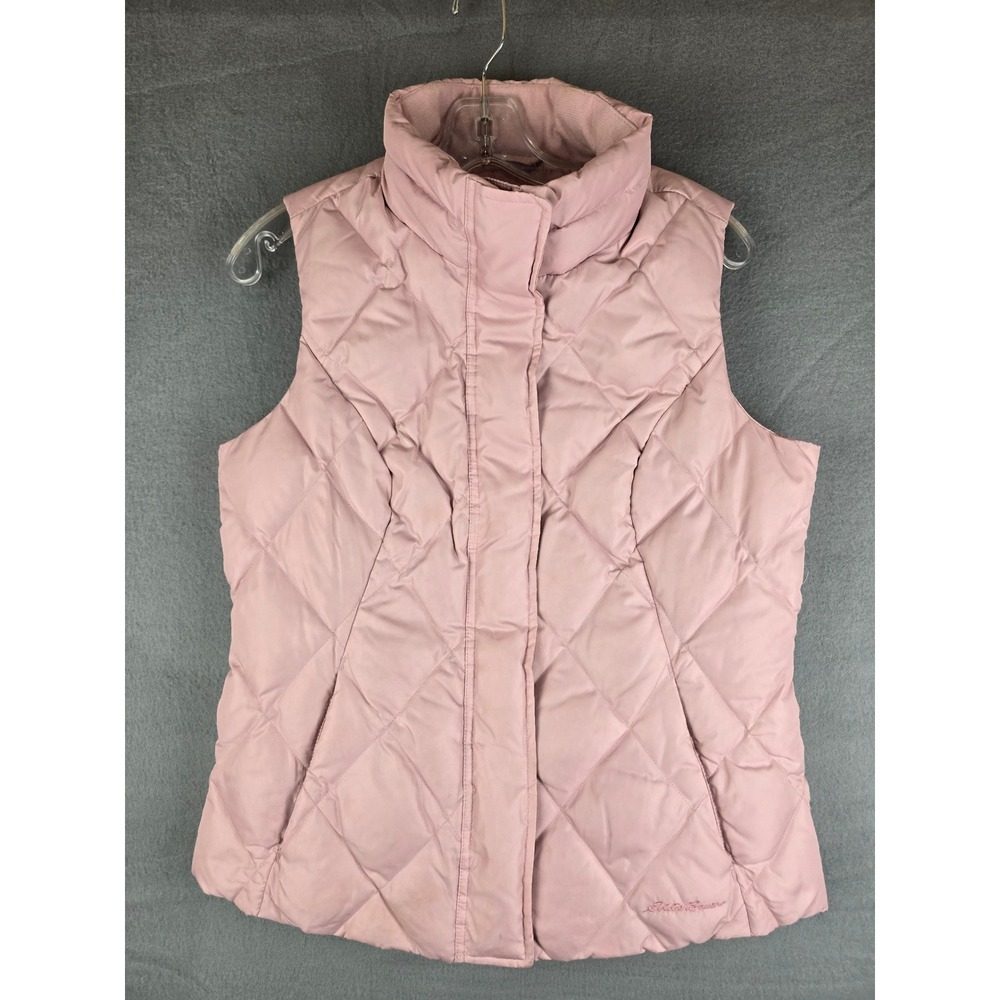 Eddie Bauer Vest Women Medium Pink Goose Down Quilted Puffer Gorpcore Outdoor